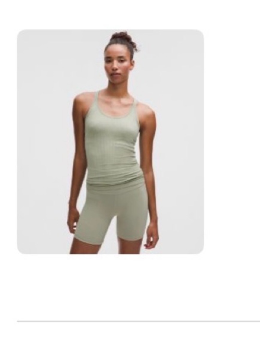 Slim Ribbed Lululemon Racerback Tank Top in Sage Green - Picture 3 of 3
